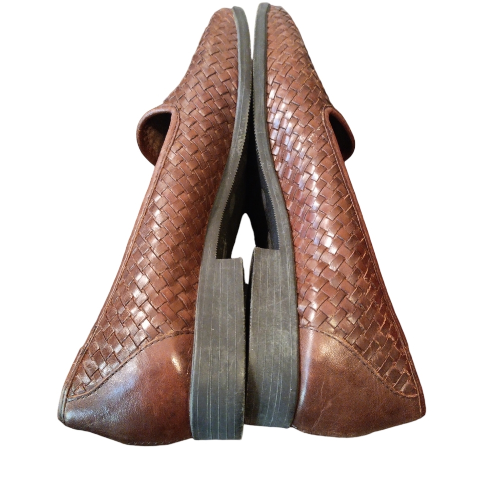 Leather Craft Sandra B braided woven leather brown loafers mint condition sz 8.5 - Picture 4 of 8
